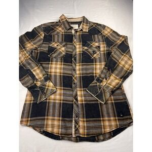 BKE Vintage Flannel Shirt Plaid Snap Button Long Sleeve Western Grunge Mens Lg